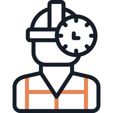 İşçi Zaman Çizgisi Simgesi, Basit Tasarımlı Vektör İllüstrasyonu