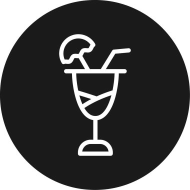 Yaz İçeceği Çizgisi Çemberi BG Simgesi, Basit Tasarımlı Vektör İllüzyonu