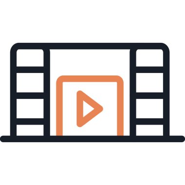 Canlandırılmış Film Çizgisi Simgesi, Basit Tasarımlı Vektör İllüzyonu