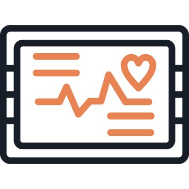 Kalp Görüntüleme Çizgisi Simgesi, Basit Tasarımlı Vektör İllüstrasyonu