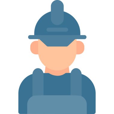 İnşaat İşçisi Düz Simgesi, Basit Tasarımlı Vektör İllüstrasyonu