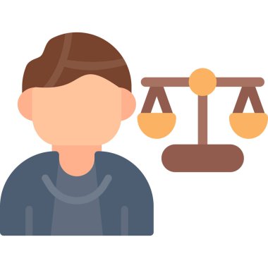 Hukuki Danışmanlık Düz Simgesi, Basit Tasarımlı Vektör İllüstrasyonu