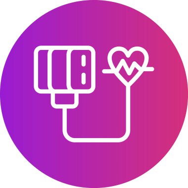 Kalp Kontrolü Satırı Gradyan Çemberi Simgesi, Basit Tasarımlı Vektör Resimleri