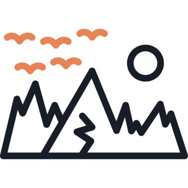 Dağlar Çizgisi Simgesi, Basit Tasarımlı Vektör Resimleri