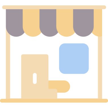 Kahve Dükkanı Dekor Simgesi, Basit Tasarımlı Vektör İllüzyonu