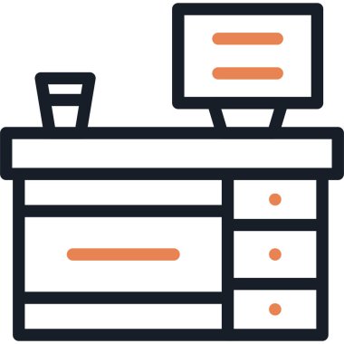 Çalışma Masası Çizgisi Simgesi, Basit Tasarımlı Vektör Resimleri