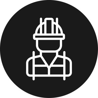 İnşaat İşçi Hattı Çemberi BG Simgesi, Basit Tasarımlı Vektör Resimleri