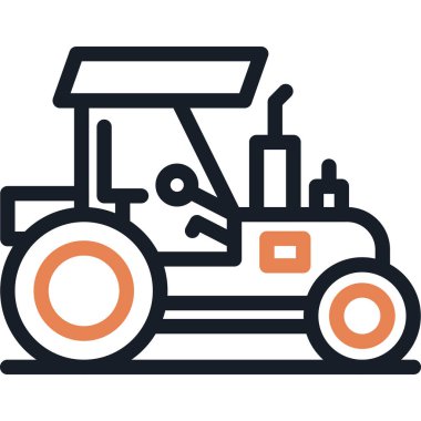 Traktör Satırı Simgesi, Basit Tasarımlı Vektör Resimleri