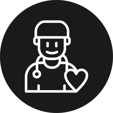 Kalp Doktoru Çemberi BG Simgesi, Basit Tasarımlı Vektör İllüzyonu