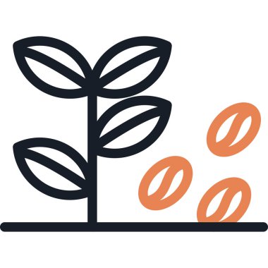 Kahve Bitkisi Çizgisi Simgesi, Basit Tasarımlı Vektör İllüzyonu