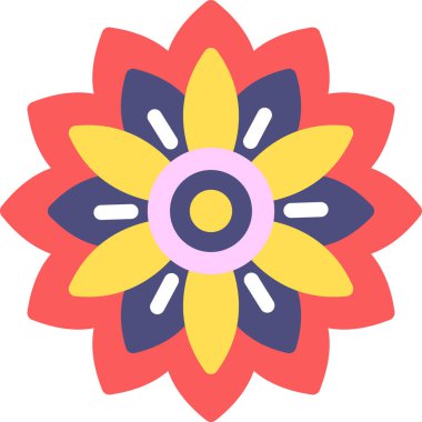 Mandala Düz Simgesi, Basit Tasarımlı Vektör Resimleri