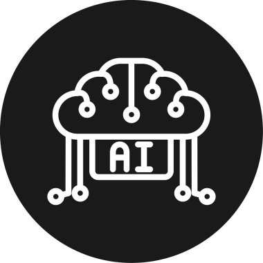 Yapay Bulut Hesaplama Satırı Çemberi BG Simgesi, Basit Tasarımlı Vektör Resimleri