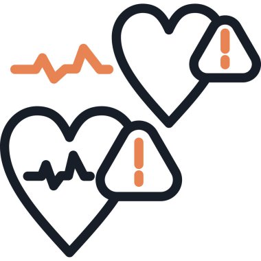 Kalp Semptomları Çizgisi Simge Ögesi, Basit Tasarımlı Vektör İllüstrasyonu