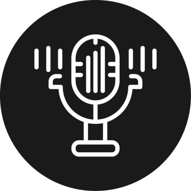 Mikrofon Hattı Çemberi BG Simgesi, Basit Tasarımlı Vektör Resimleri