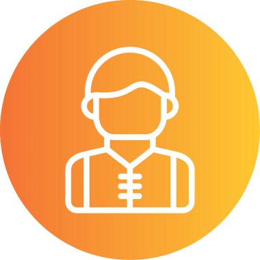 İşçi Çizgisi Gradyan Çemberi Simgesi, Basit Tasarımlı Vektör İllüstrasyonu