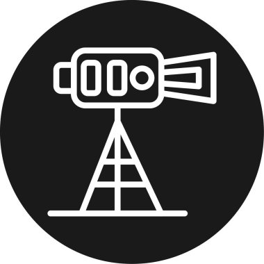 Film Çizgisi Çemberi BG Simgesi, Basit Tasarımlı Vektör İllüstrasyonu