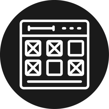 Wireframe Satır Çemberi BG Simgesi, Basit Tasarımlı Vektör İllüstrasyonu