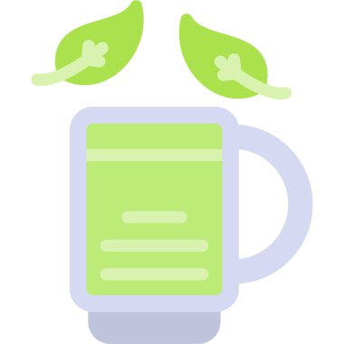 Bitkisel Çay Düz Simgesi, Basit Tasarımlı Vektör İllüzyonu