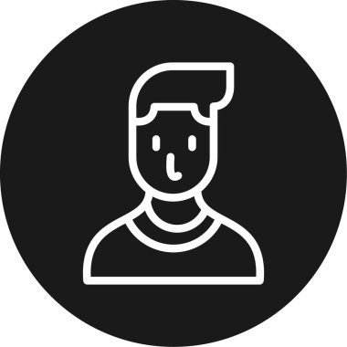 Servis Patronu Satır Çemberi BG Simgesi, Basit Tasarımlı Vektör Resimleri