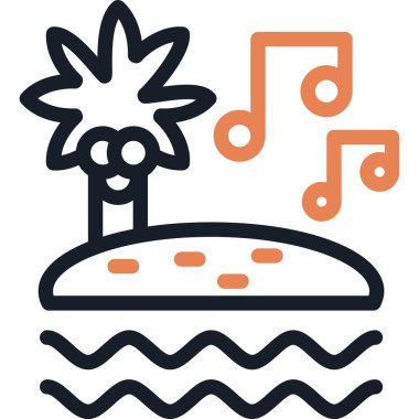 Plaj Müzik Çizgisi Simgesi, Basit Tasarımlı Vektör Resimleri