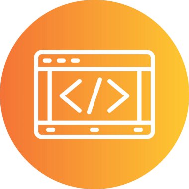 Kaynak Kod Satırı Gradyan Çemberi Simgesi, Basit Tasarımlı Vektör Resimleri