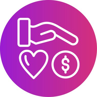 Hayırsever Bağış Hattı Gradyan Çemberi Simgesi, Basit Tasarımlı Vektör Resimleri