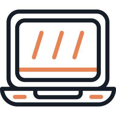 Laptop Satırı Simgesi, Basit Tasarımlı Vektör Resimleri