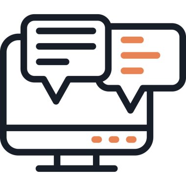 Çevrimiçi Sohbet Hattı Simgesi, Basit Tasarımlı Vektör Resimleri