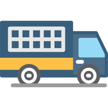 Hapishane Otobüs Düz Simgesi, Basit Tasarımlı Vektör Resimleri