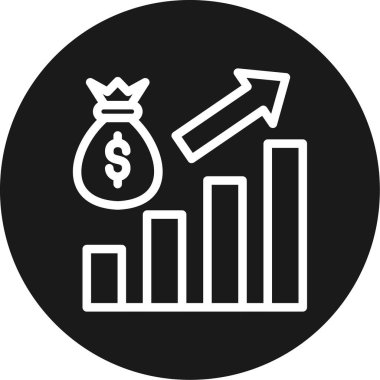 Finansal Büyüme Çizgisi Çemberi BG Simgesi, Basit Tasarımlı Vektör Resimleri