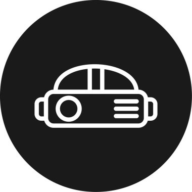 Sanal Gerçeklik Kulaklık Satırı Çemberi BG Simgesi, Basit Tasarımlı Vektör Resimleri