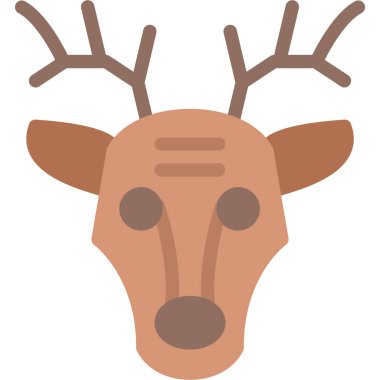 Ren geyiği Düz Simgesi, Basit Tasarımlı Vektör Resimleri