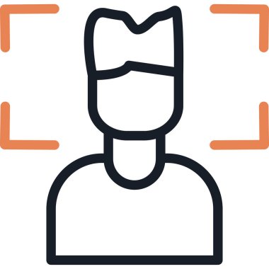 Yüz Tespit Çizgisi Simgesi, Basit Tasarımlı Vektör Resimleri