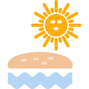 Yaz Günbatımı Düz Simgesi, Basit Tasarımlı Vektör Resimleri