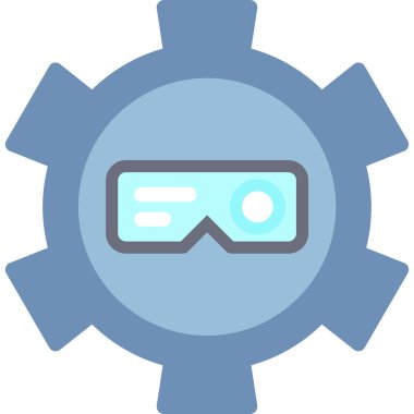 VR Geliştirme Düz Simgesi, Basit Tasarımlı Vektör İllüstrasyonu