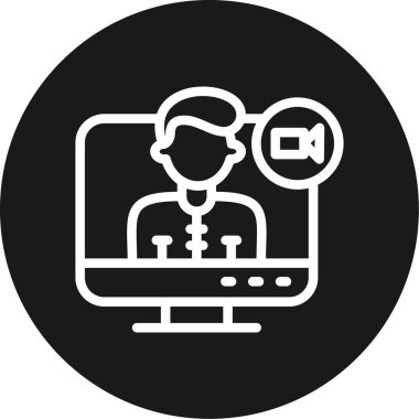 Video Konferans Satırı Çemberi BG Simgesi, Basit Tasarımlı Vektör Resimleri