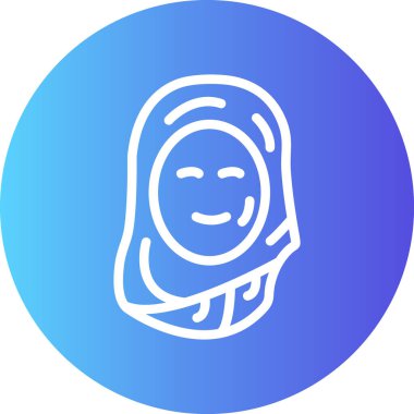 Müslüman Kız Çizgisi Gradyan Çemberi Simgesi, Basit Tasarımlı Vektör İllüzyonu