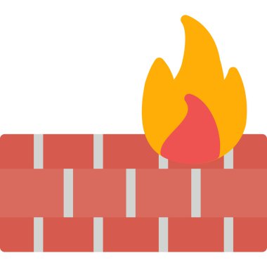 Firewall Düz Simgesi, Basit Tasarımlı Vektör Resimleri