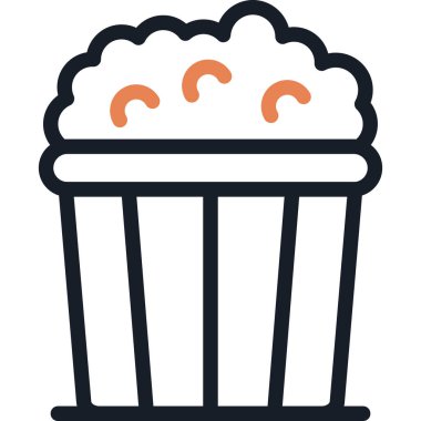 Patlamış Mısır Çizgisi Simgesi, Basit Tasarımlı Vektör Resimleri