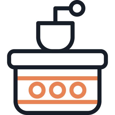 Kahve Kızartma Hattı Simgesi, Basit Tasarımlı Vektör İllüzyonu