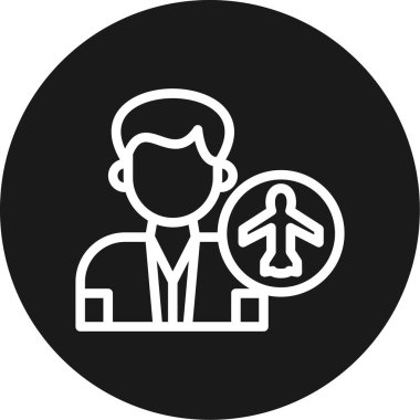 Uçuş Görevlisi Satırı Çemberi BG Simgesi, Basit Tasarımlı Vektör Resimleri