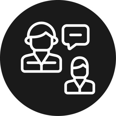 Basın toplantısı Satır Çemberi BG Simgesi, Basit Tasarımlı Vektör İllüstrasyonu