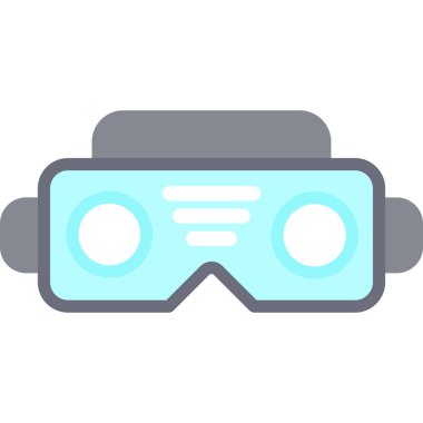 VR Kulaklık Düz Simgesi, Basit Tasarımlı Vektör İllüstrasyonu