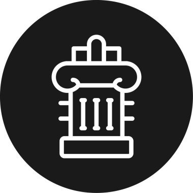 Sütun Sermaye Çizgisi Çemberi BG Simgesi, Basit Tasarımlı Vektör Resimleri