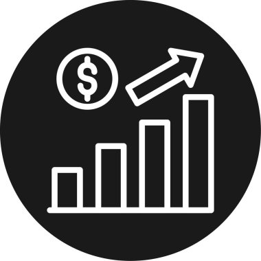 Ekonomik Büyüme Çizgisi Çemberi BG Simgesi, Basit Tasarımlı Vektör Resimleri