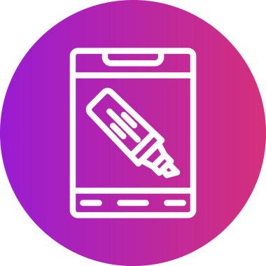 Tablet Satırı Gradyan Çemberi Simgesi, Basit Tasarımlı Vektör Resimleri