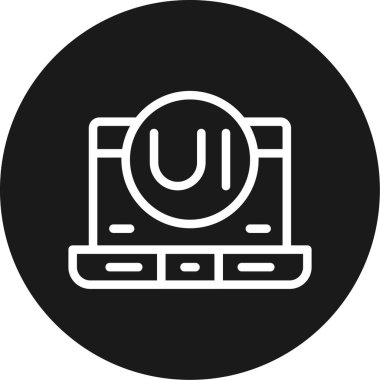 Etkileşim Tasarım Satırı Çemberi BG Simgesi, Basit Tasarımla Vektör İllüstrasyonu