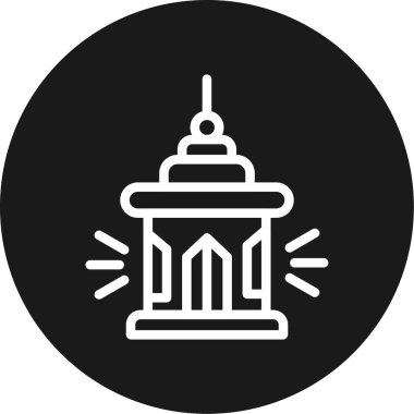 Ramazan Feneri Çizgisi Çemberi BG Simgesi, Basit Tasarımlı Vektör Resimleri