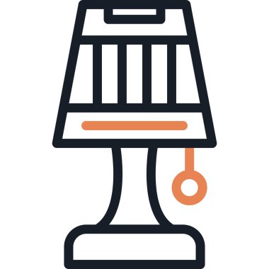 Yatak odası lambası Satırı Simge Ögesi, Basit Tasarımlı Vektör İllüzyonu