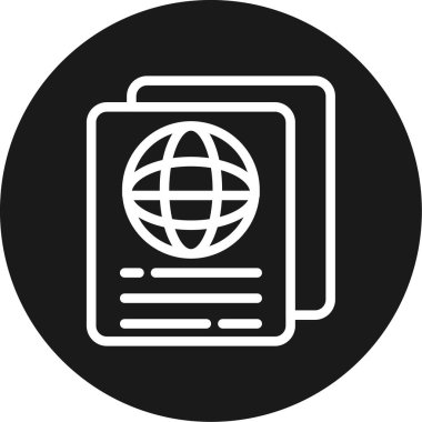 Pasaport Çizgisi Çemberi BG Simgesi, Basit Tasarımlı Vektör Resimleri